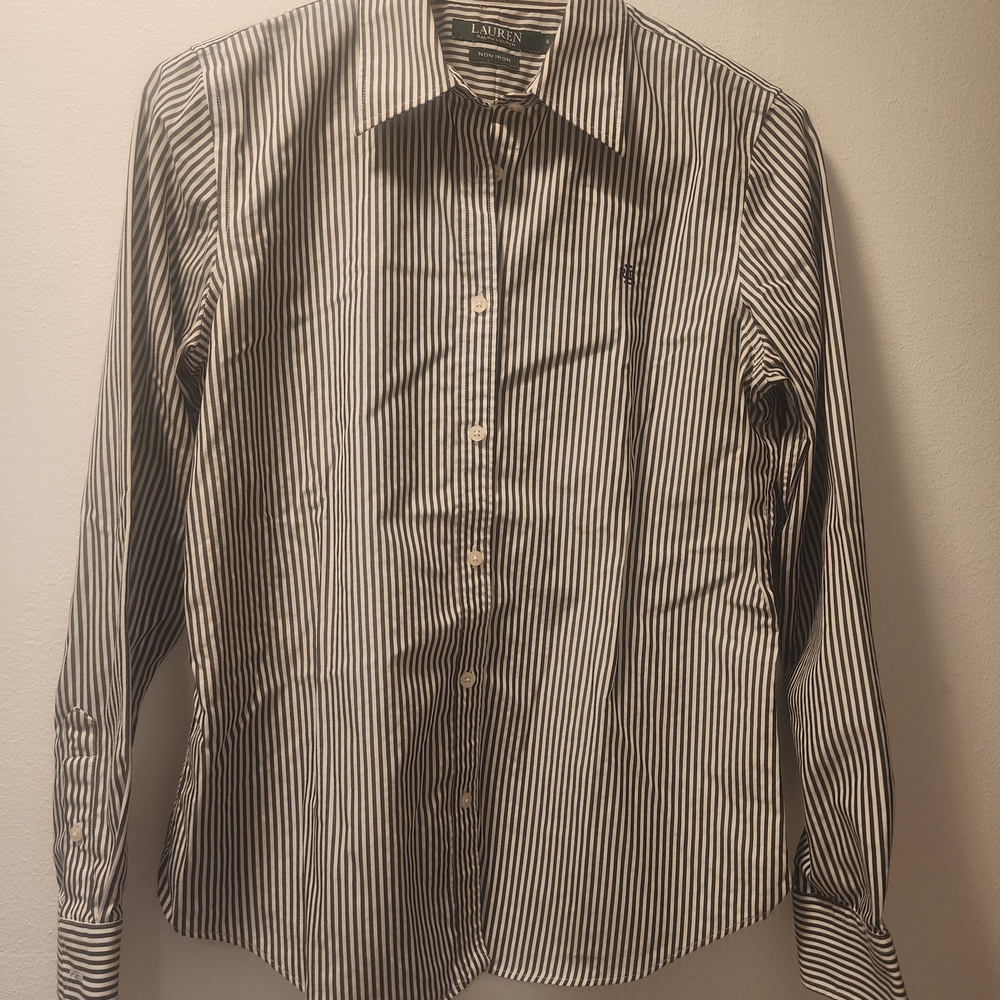 Lauren Ralph Lauren Women's Pin Striped Button Down Shirt